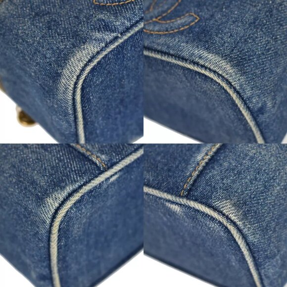 AUTHENTICITY GUARANTEED CHANEL CC Logo Mini Vanity Hand Bag Denim - Picture 15 of 16